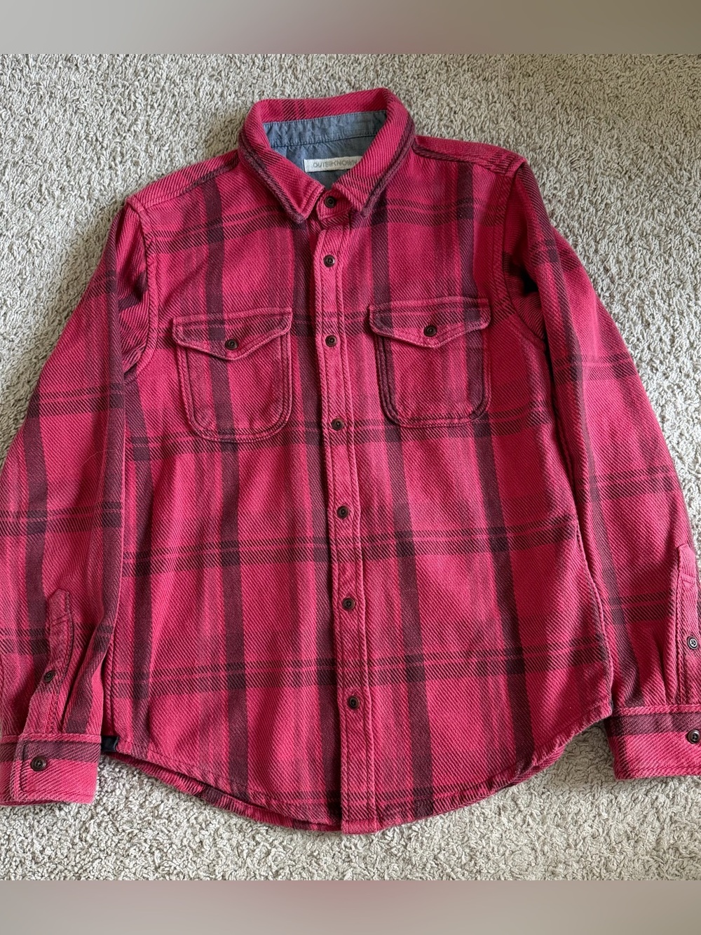 Outerknown Plaided Button Down Long Sleeve Flannel Shirt
